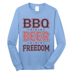 4th Of July Patriotic Usa American Flag Bbq Beer Freedom Gift Long Sleeve Shirt