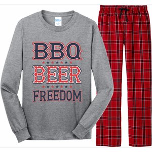 4th Of July Patriotic Usa American Flag Bbq Beer Freedom Gift Long Sleeve Pajama Set