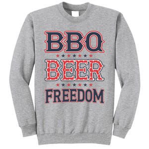 4th Of July Patriotic Usa American Flag Bbq Beer Freedom Gift Tall Sweatshirt