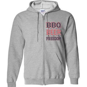 4th Of July Patriotic Usa American Flag Bbq Beer Freedom Gift Full Zip Hoodie