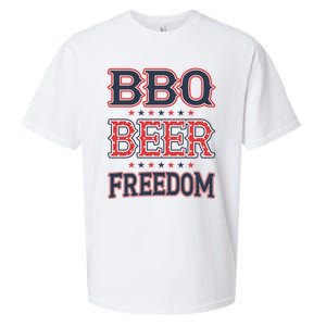 4th Of July Patriotic Usa American Flag Bbq Beer Freedom Gift Sueded Cloud Jersey T-Shirt