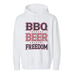 4th Of July Patriotic Usa American Flag Bbq Beer Freedom Gift Garment-Dyed Fleece Hoodie