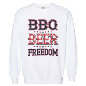 4th Of July Patriotic Usa American Flag Bbq Beer Freedom Gift Garment-Dyed Sweatshirt