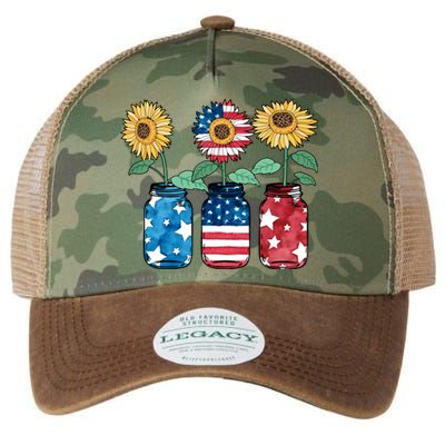 4th Of July America Sunflower Flag Independence Day Funny Gift Legacy Tie Dye Trucker Hat