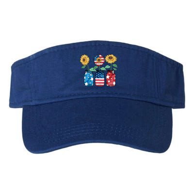 4th Of July America Sunflower Flag Independence Day Funny Gift Valucap Bio-Washed Visor