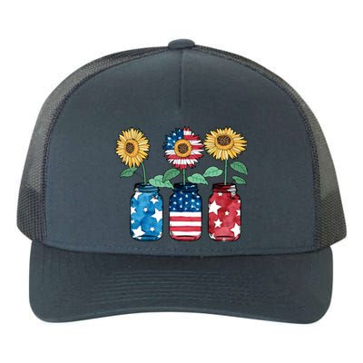 4th Of July America Sunflower Flag Independence Day Funny Gift Yupoong Adult 5-Panel Trucker Hat