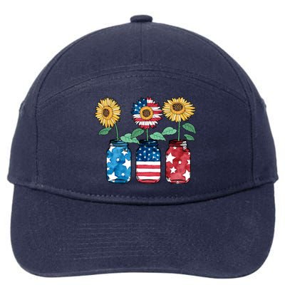 4th Of July America Sunflower Flag Independence Day Funny Gift 7-Panel Snapback Hat