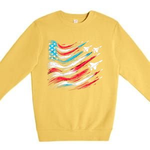 4th Of July Jet American Flag Patriotic Usa Premium Crewneck Sweatshirt