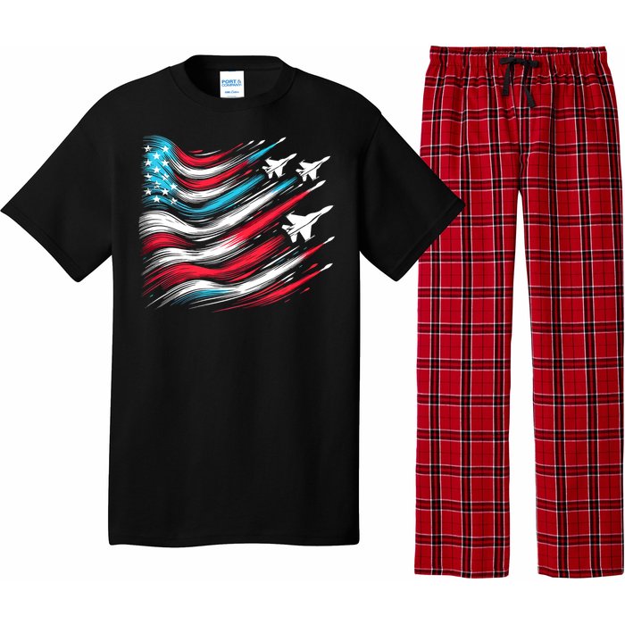 4th Of July Jet American Flag Patriotic Usa Pajama Set