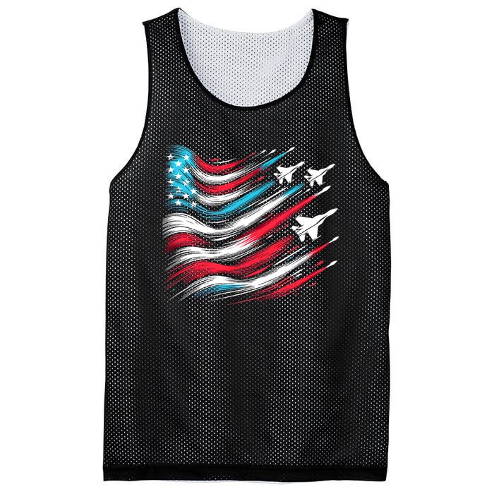 4th Of July Jet American Flag Patriotic Usa Mesh Reversible Basketball Jersey Tank