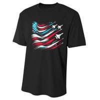 4th Of July Jet American Flag Patriotic Usa Performance Sprint T-Shirt