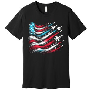 4th Of July Jet American Flag Patriotic Usa Premium T-Shirt