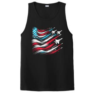 4th Of July Jet American Flag Patriotic Usa PosiCharge Competitor Tank