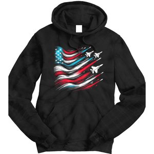 4th Of July Jet American Flag Patriotic Usa Tie Dye Hoodie