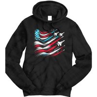 4th Of July Jet American Flag Patriotic Usa Tie Dye Hoodie