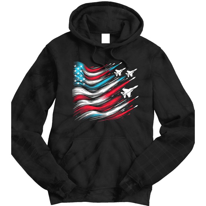 4th Of July Jet American Flag Patriotic Usa Tie Dye Hoodie