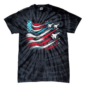 4th Of July Jet American Flag Patriotic Usa Tie-Dye T-Shirt