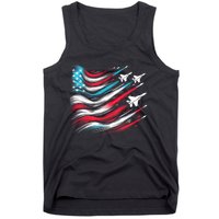 4th Of July Jet American Flag Patriotic Usa Tank Top