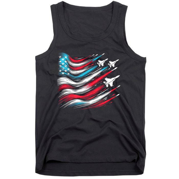 4th Of July Jet American Flag Patriotic Usa Tank Top