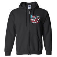 4th Of July Jet American Flag Patriotic Usa Full Zip Hoodie