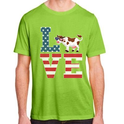 4th Of July Decor Patriotic Love Cow American Flag Cute Gift Adult ChromaSoft Performance T-Shirt