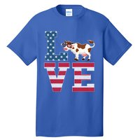 4th Of July Decor Patriotic Love Cow American Flag Cute Gift Tall T-Shirt