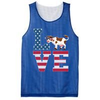 4th Of July Decor Patriotic Love Cow American Flag Cute Gift Mesh Reversible Basketball Jersey Tank