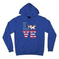 4th Of July Decor Patriotic Love Cow American Flag Cute Gift Tall Hoodie