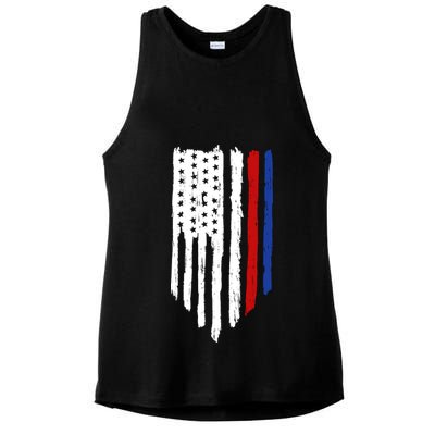 4th Of July Independence Day USA American Flag Ladies PosiCharge Tri-Blend Wicking Tank