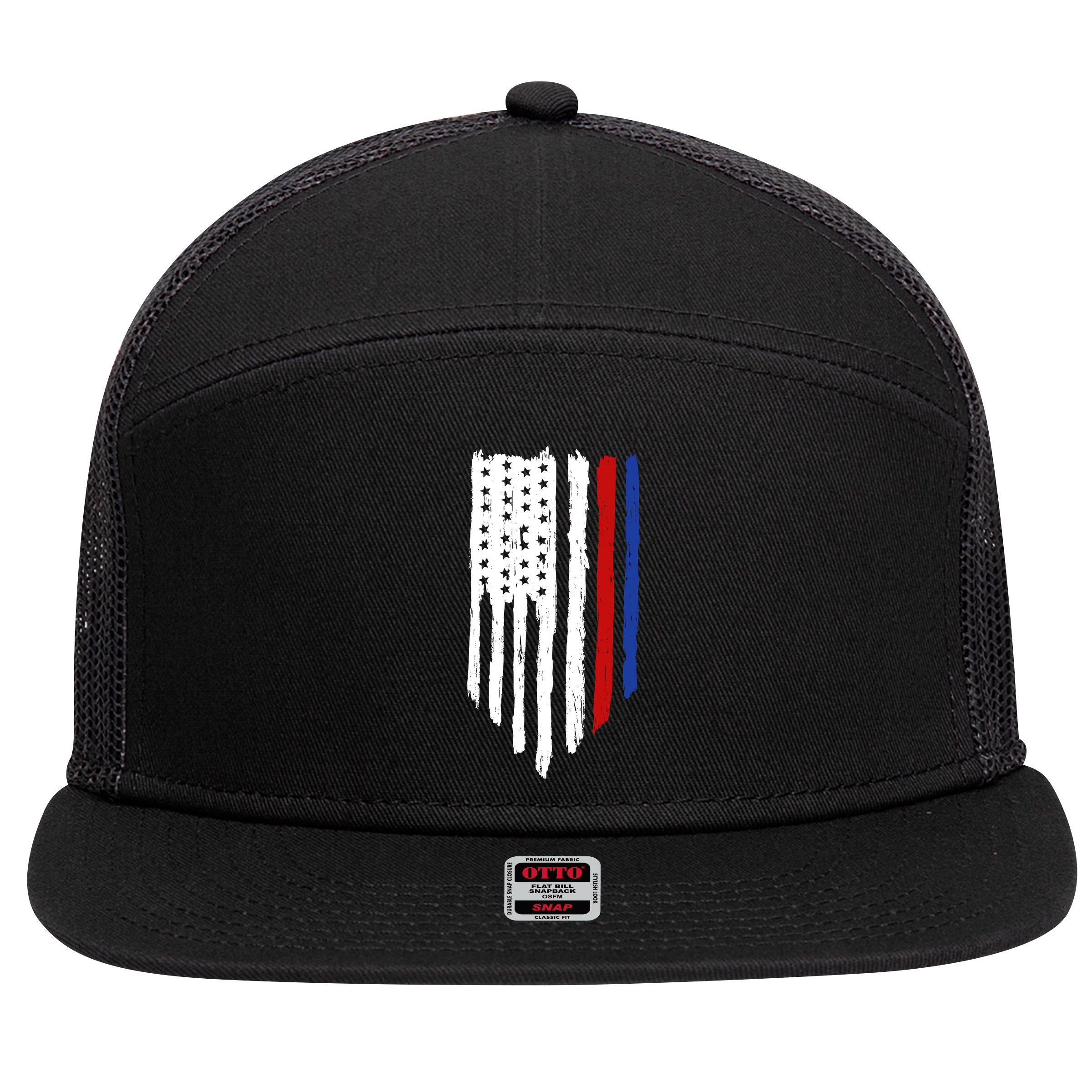 4th Of July Independence Day USA American Flag 7 Panel Mesh Trucker Snapback Hat
