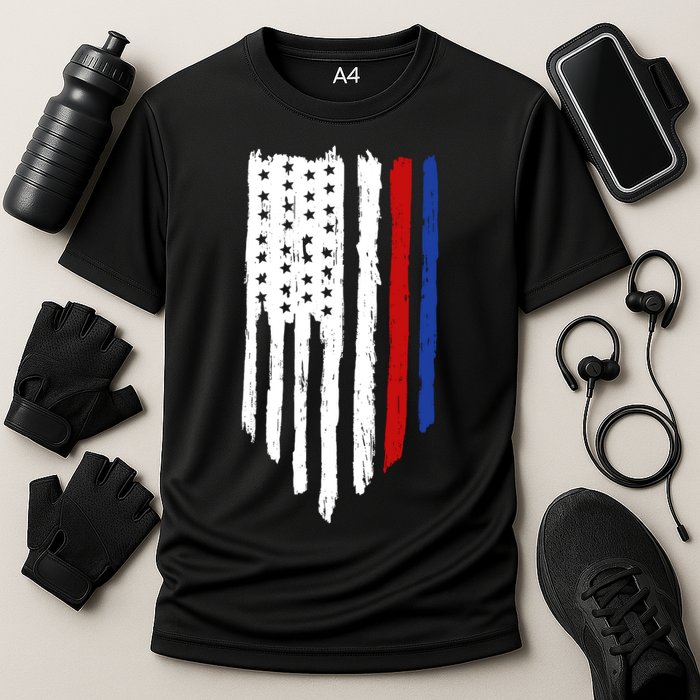 4th Of July Independence Day USA American Flag Cooling Performance Crew T-Shirt