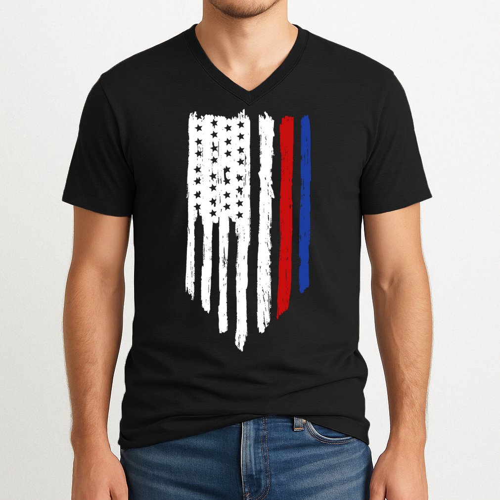 4th Of July Independence Day USA American Flag V-Neck T-Shirt