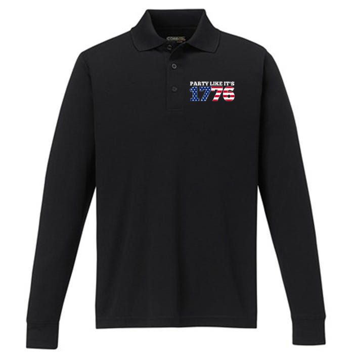 4Th Of July Party Like 1776 4th Of July Performance Long Sleeve Polo