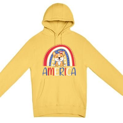 4th Of July American Corgi For Kids USA Rainbow Dog Premium Pullover Hoodie