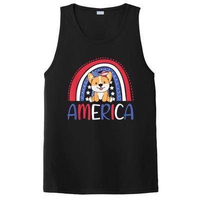 4th Of July American Corgi For Kids USA Rainbow Dog PosiCharge Competitor Tank