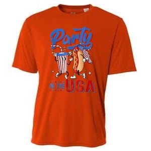 4th Of July Food Party In The USA Funny Hot Dog Lover Shirt Cooling Performance Crew T-Shirt