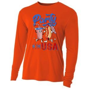 4th Of July Food Party In The USA Funny Hot Dog Lover Shirt Cooling Performance Long Sleeve Crew