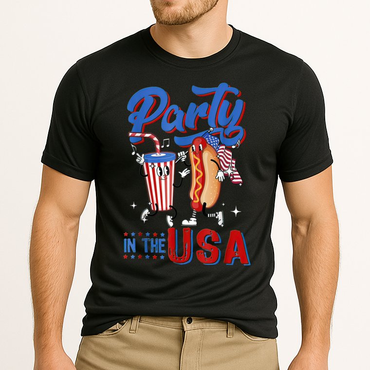 4th Of July Food Party In The USA Funny Hot Dog Lover Shirt Cooling Performance Crew T-Shirt