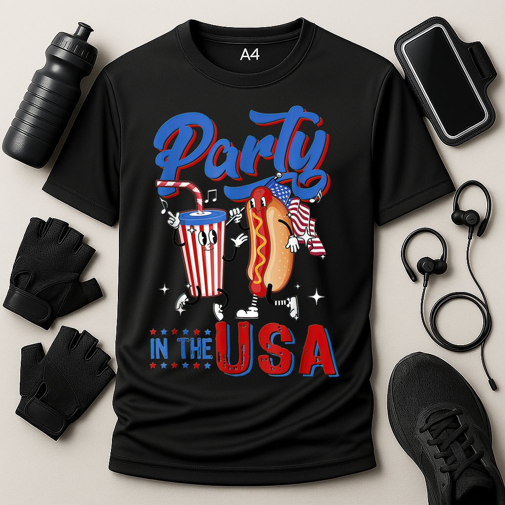 4th Of July Food Party In The USA Funny Hot Dog Lover Shirt Cooling Performance Crew T-Shirt