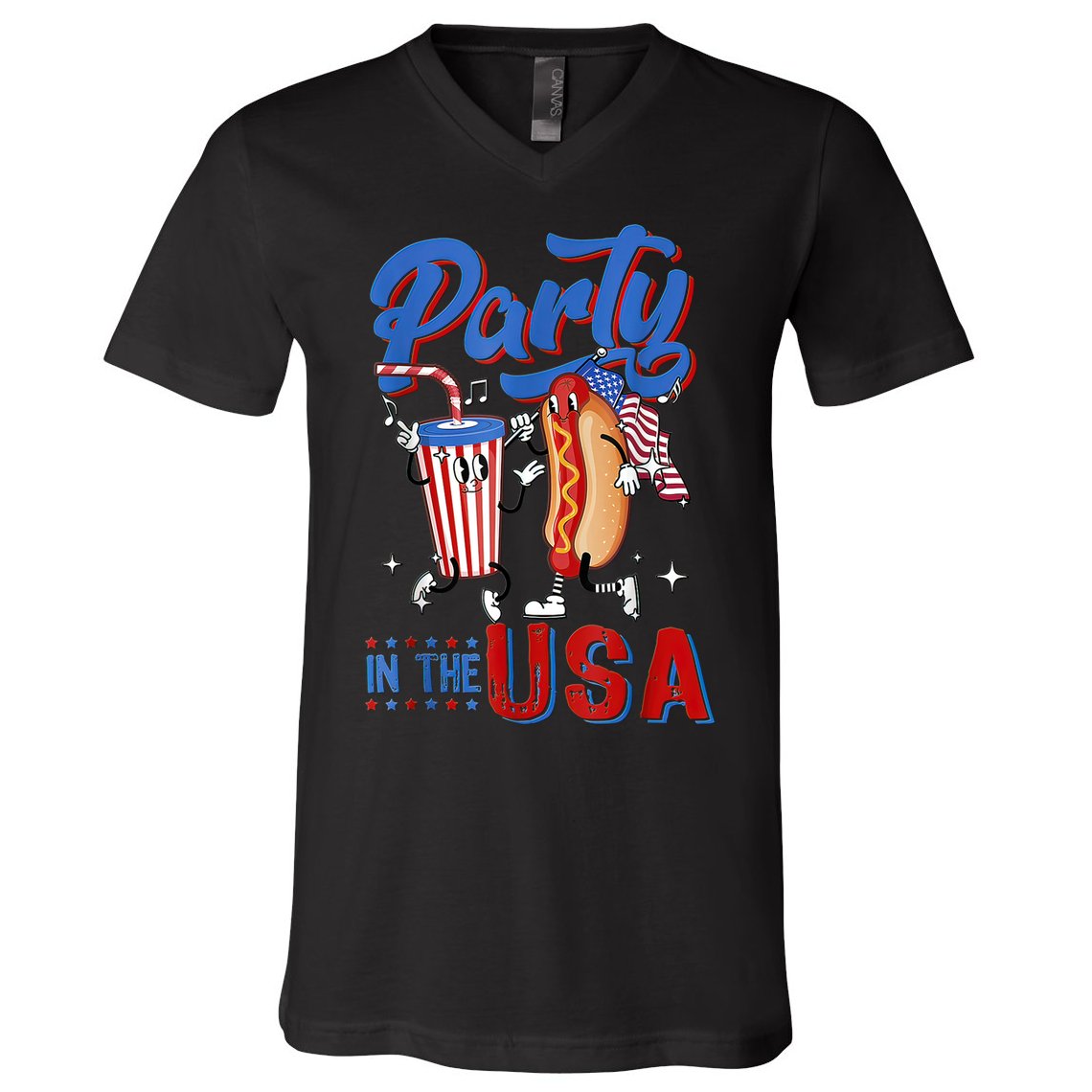 4th Of July Food Party In The USA Funny Hot Dog Lover Shirt V-Neck T-Shirt