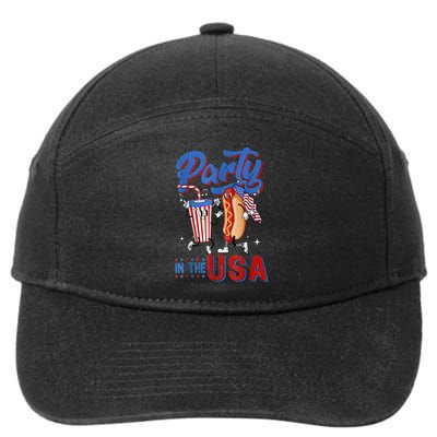 4th Of July Food Party In The USA Funny Hot Dog Lover Shirt 7-Panel Snapback Hat