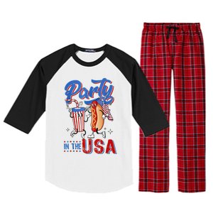 4th Of July Food Party In The USA Funny Hot Dog Lover Shirt Raglan Sleeve Pajama Set