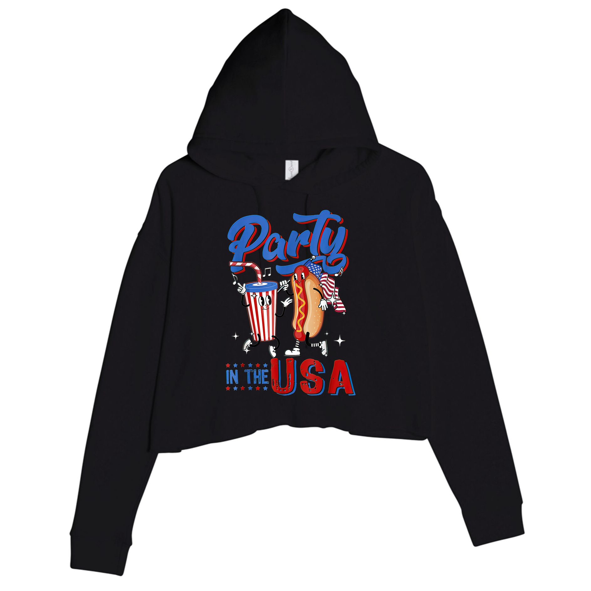 4th Of July Food Party In The USA Funny Hot Dog Lover Shirt Crop Fleece Hoodie
