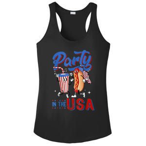 4th Of July Food Party In The USA Funny Hot Dog Lover Shirt Ladies PosiCharge Competitor Racerback Tank