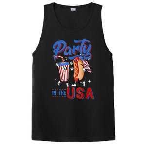 4th Of July Food Party In The USA Funny Hot Dog Lover Shirt PosiCharge Competitor Tank