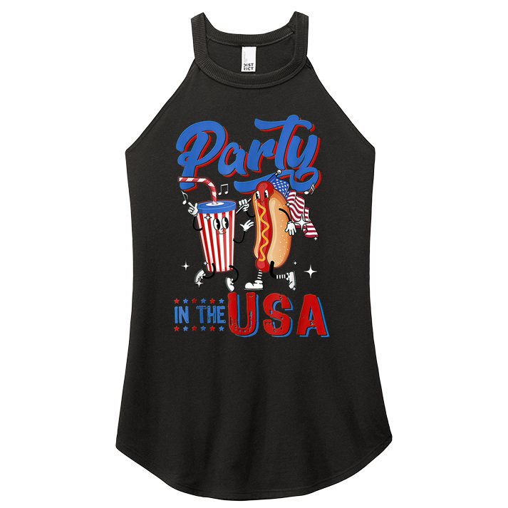 4th Of July Food Party In The USA Funny Hot Dog Lover Shirt Women's Perfect Tri Rocker Tank