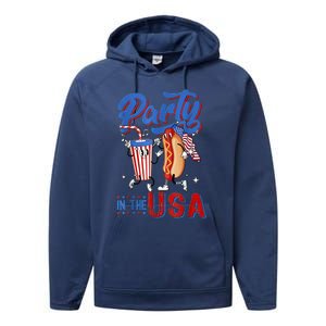 4th Of July Food Party In The USA Funny Hot Dog Lover Shirt Performance Fleece Hoodie