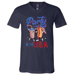 4th Of July Food Party In The USA Funny Hot Dog Lover Shirt V-Neck T-Shirt