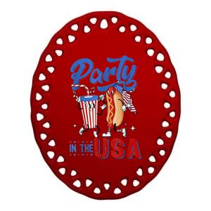 4th Of July Food Party In The USA Funny Hot Dog Lover Shirt Ceramic Oval Ornament