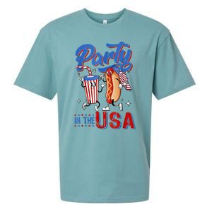 4th Of July Food Party In The USA Funny Hot Dog Lover Shirt Sueded Cloud Jersey T-Shirt